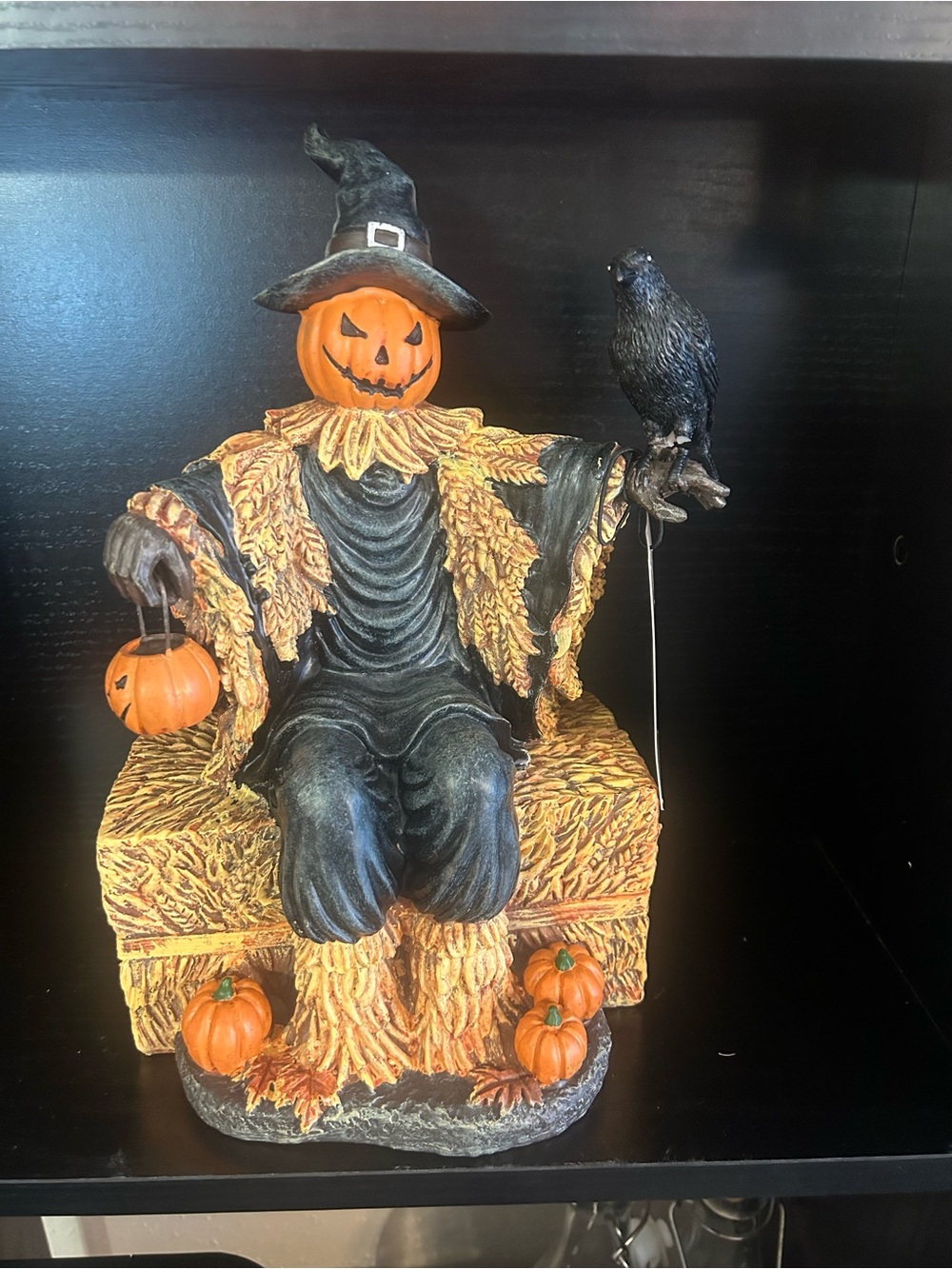 Halloween Pumpkin Scarecrow Figurine - Orange & Black Home Art